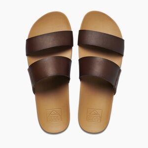 Reef Cushion Vista Vegan Leather Sandals Brown Size 8 Faux Leather Flip Flops